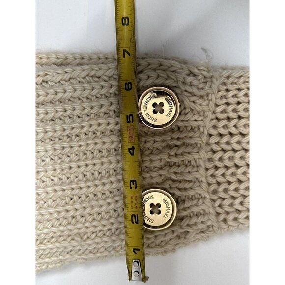 MICHAEL KORS Scarf With Pockets CREAM Gold Tone BUTTONS KNIT SCARF $68 - Picture 6 of 9